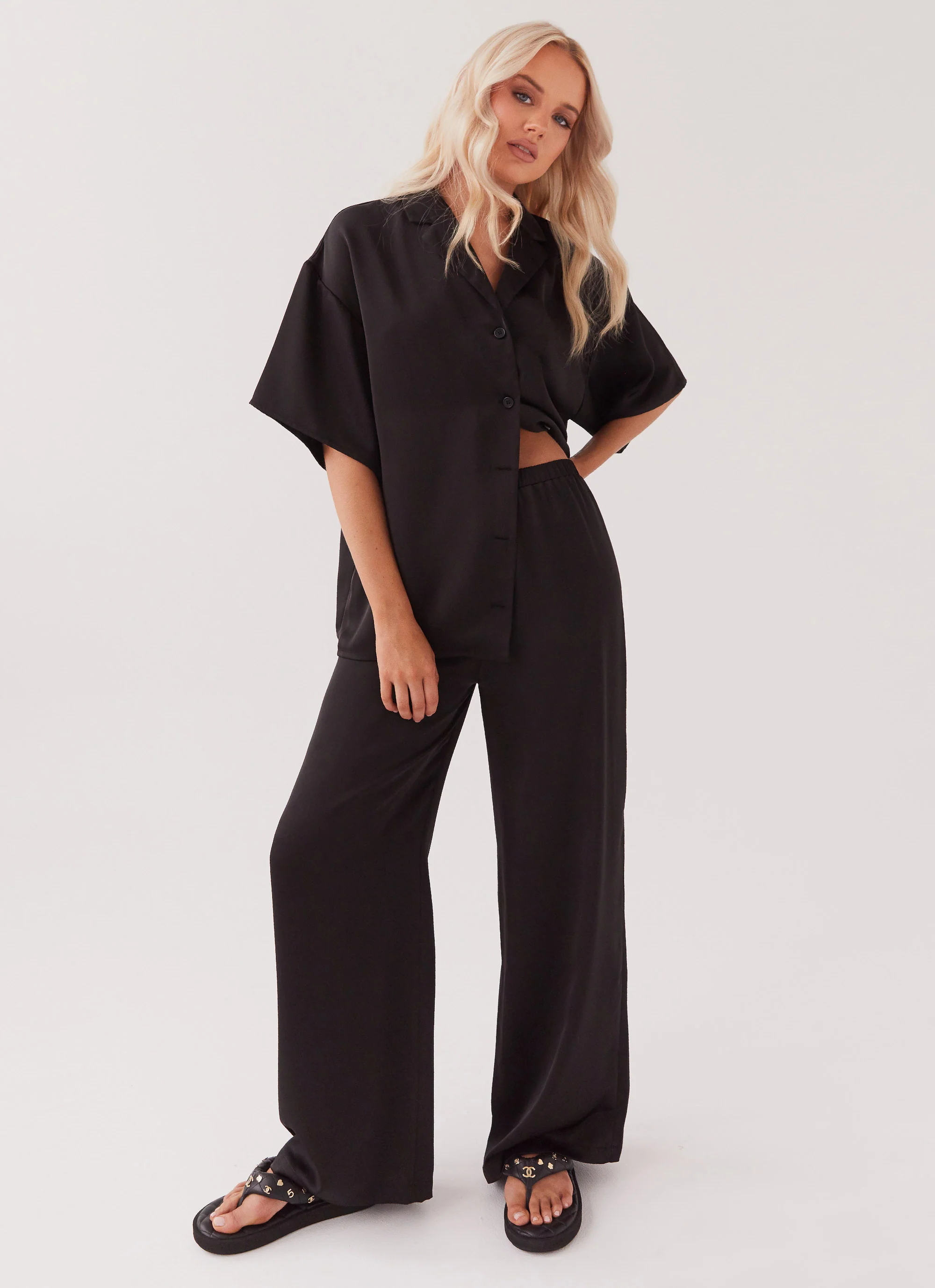 Palm Cove Satin Pants - Black - Image 6