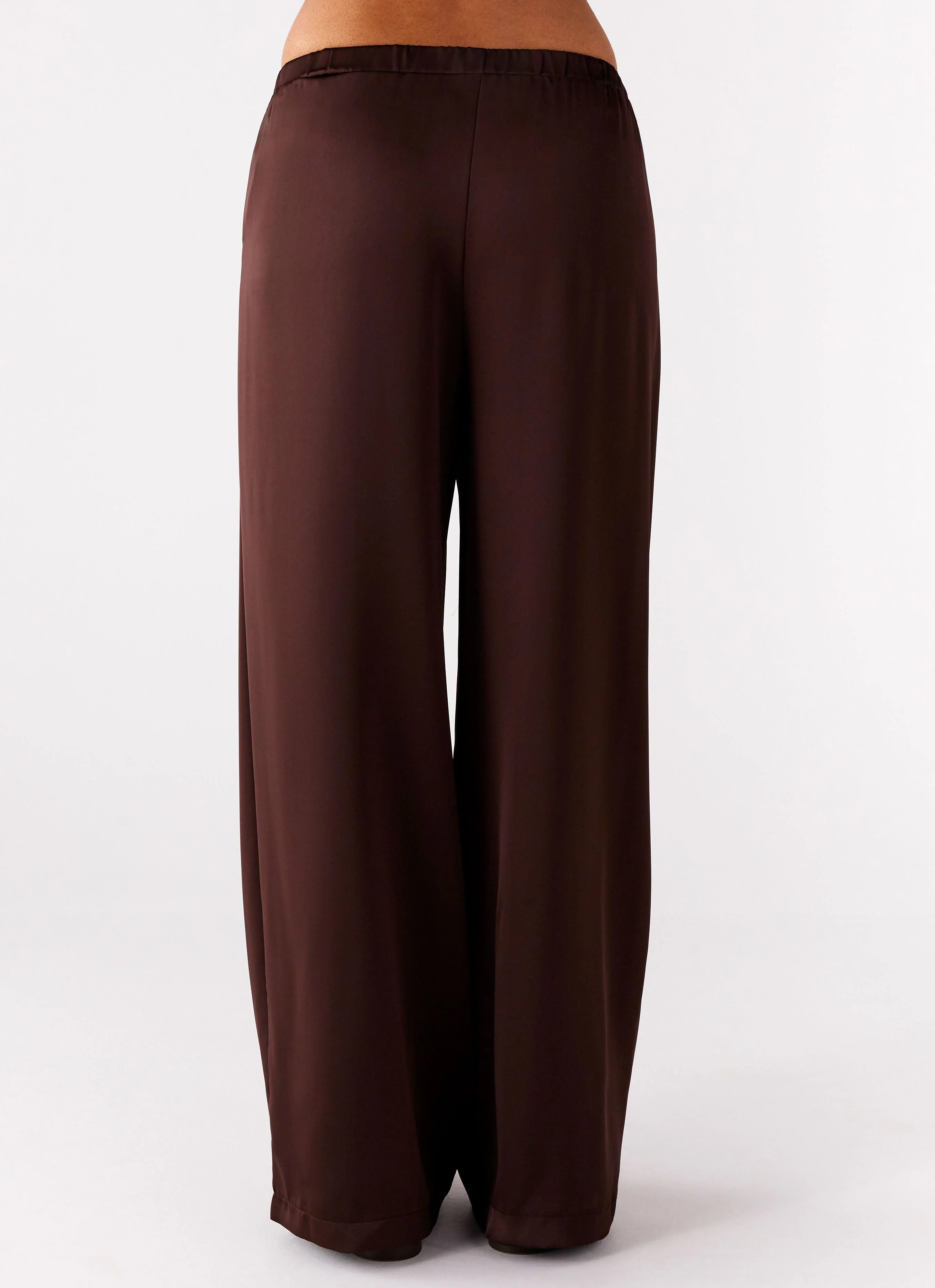 Palm Cove Satin Pants - Chocolate - Image 3