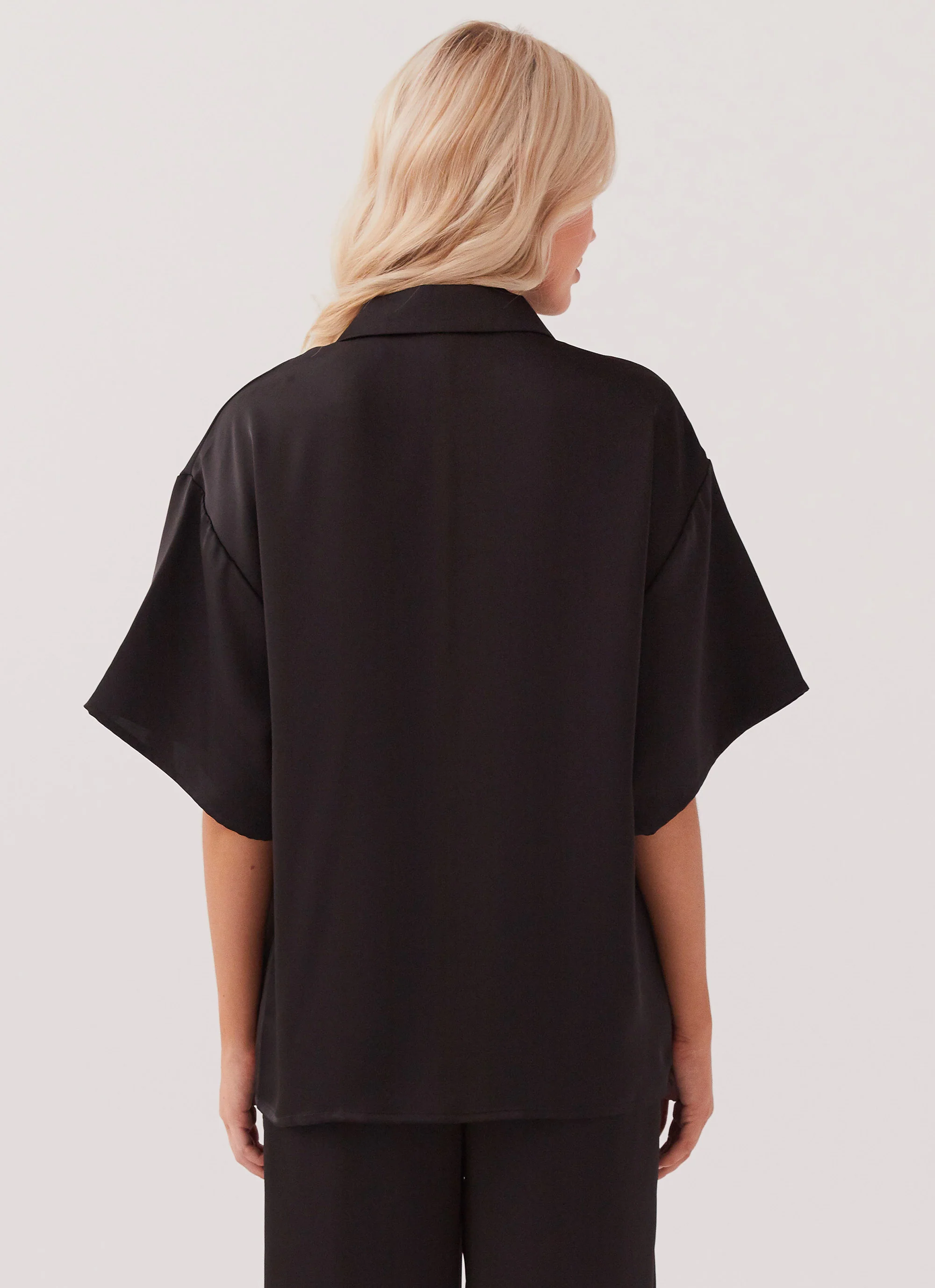 Palm Cove Satin Shirt - Black - Image 4