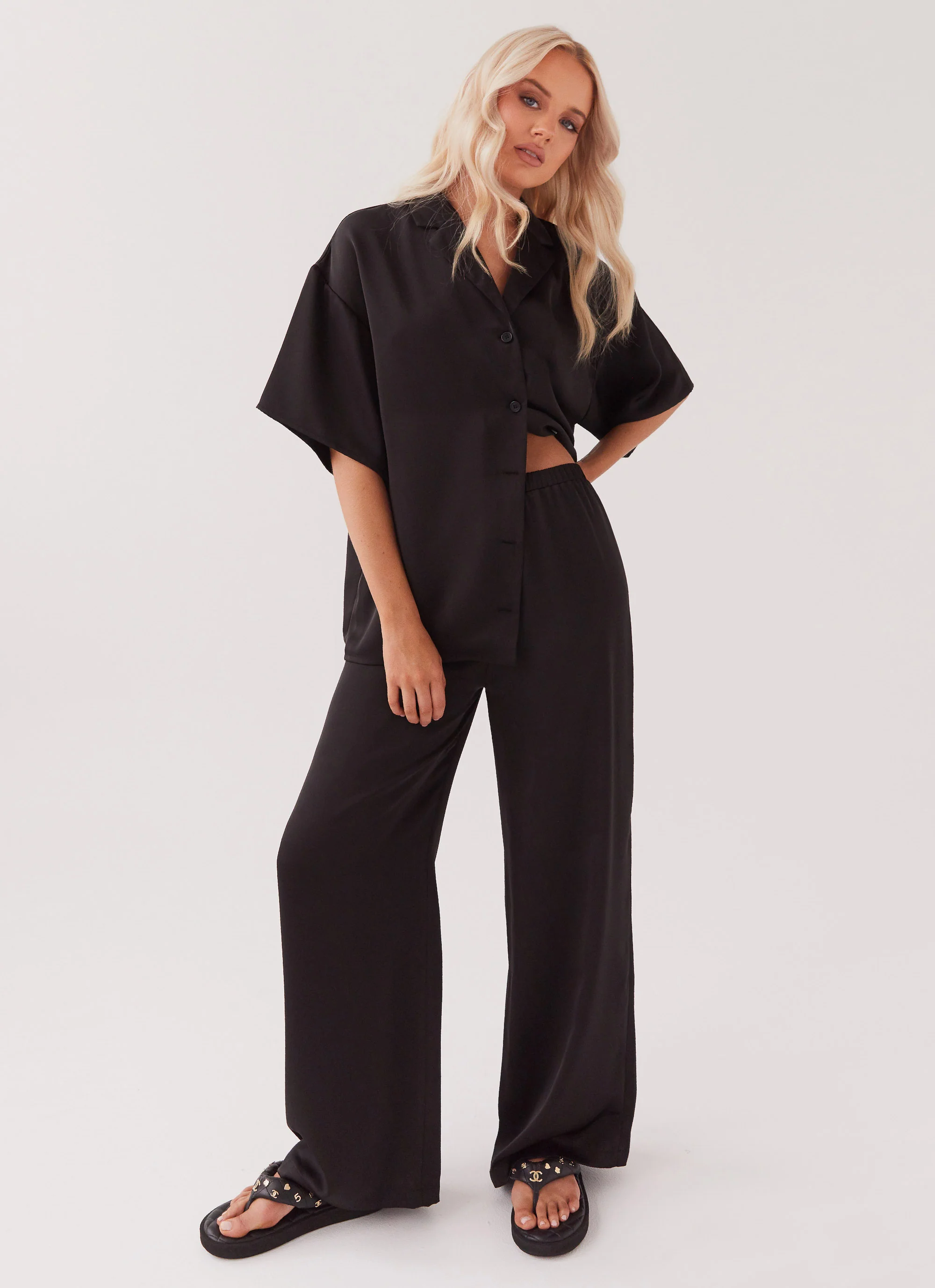 Palm Cove Satin Shirt - Black - Image 6