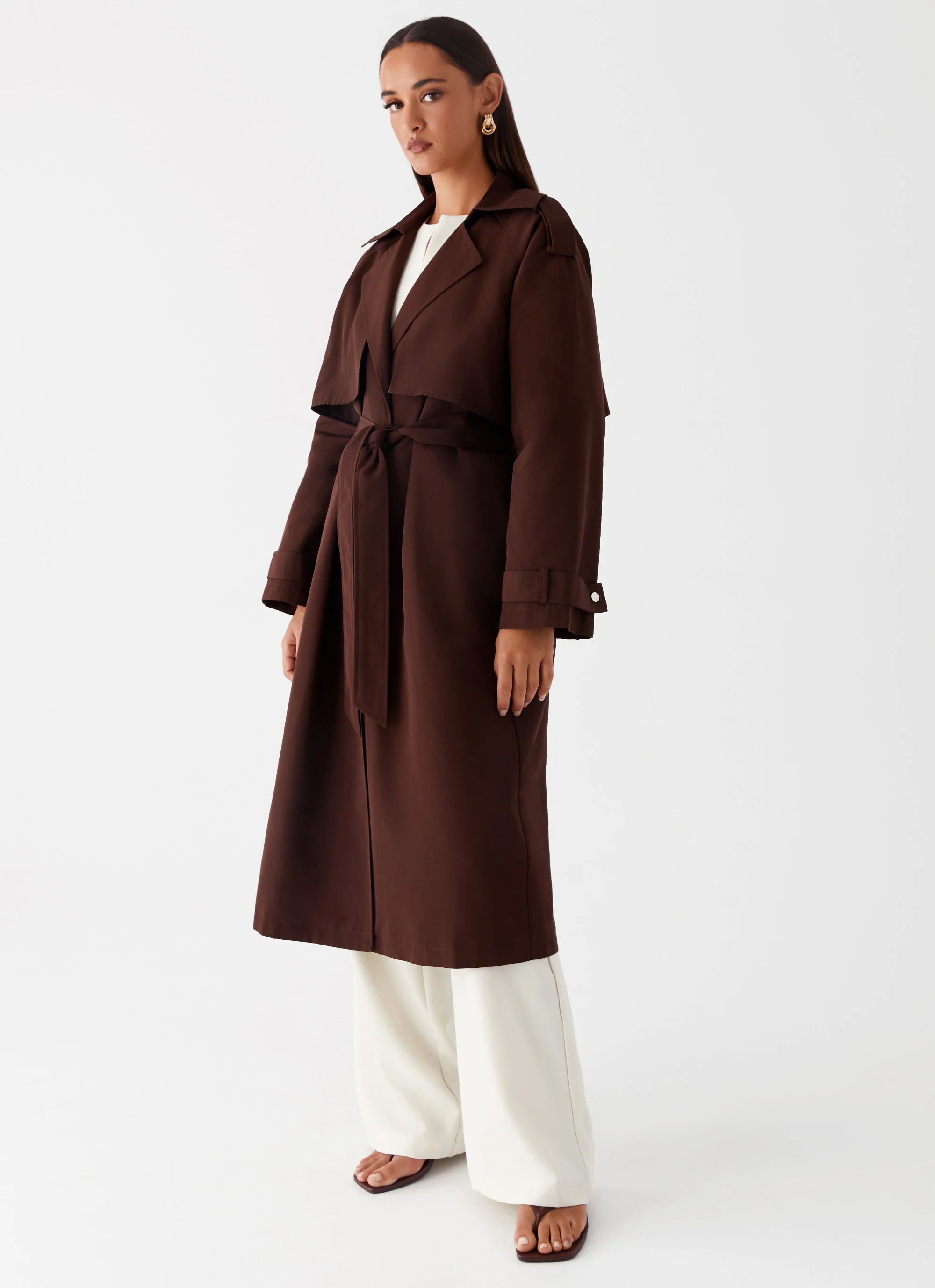 Rent Free Trench Coat - Chocolate - Image 3
