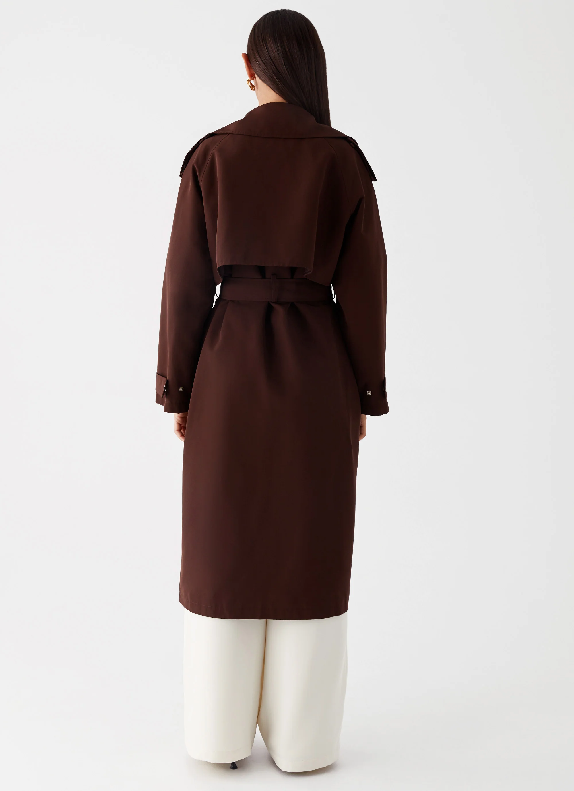 Rent Free Trench Coat - Chocolate - Image 4
