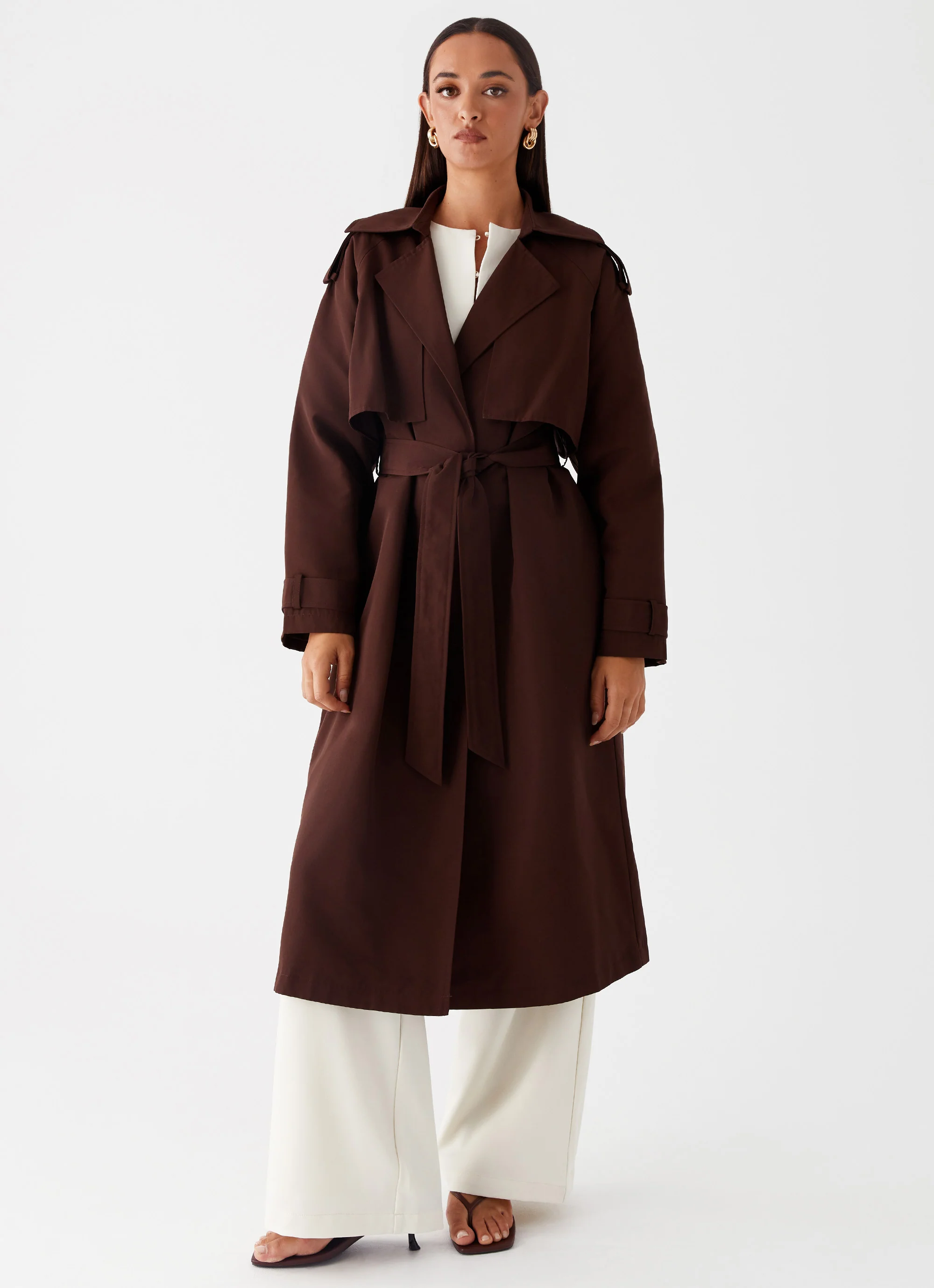Rent Free Trench Coat - Chocolate - Image 5