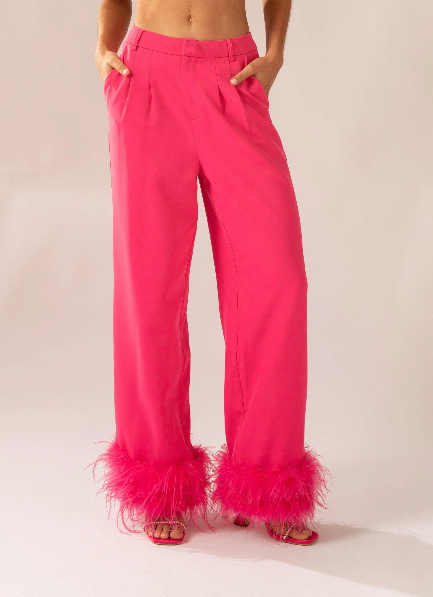 Shake It Off Feather Pants - Magenta - Image 3