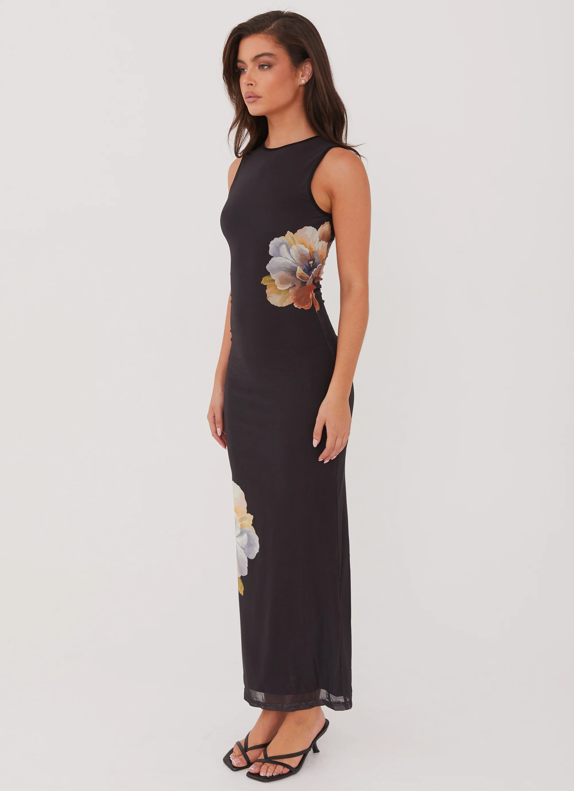 Side Effects Mesh Maxi Dress - Black Orchid - Image 4