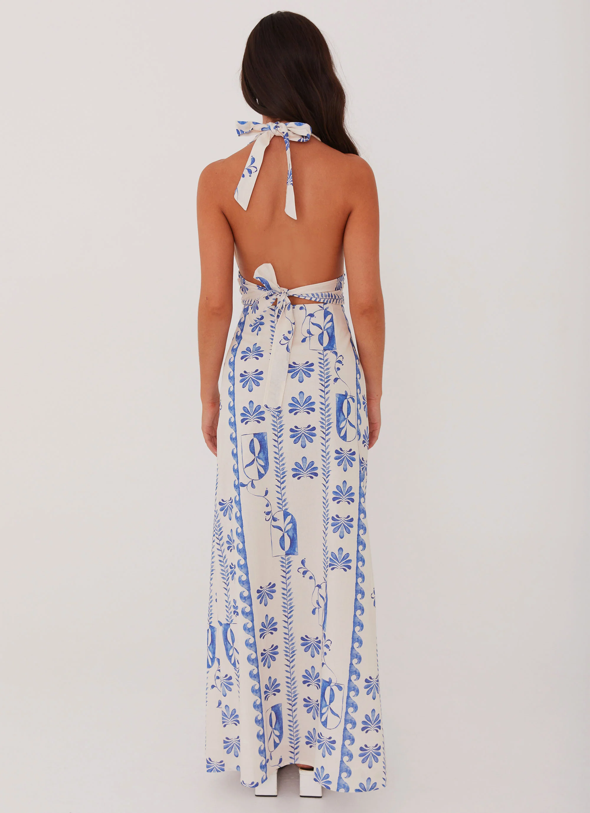 Sky Linen Maxi Dress - Floral Wave - Image 3