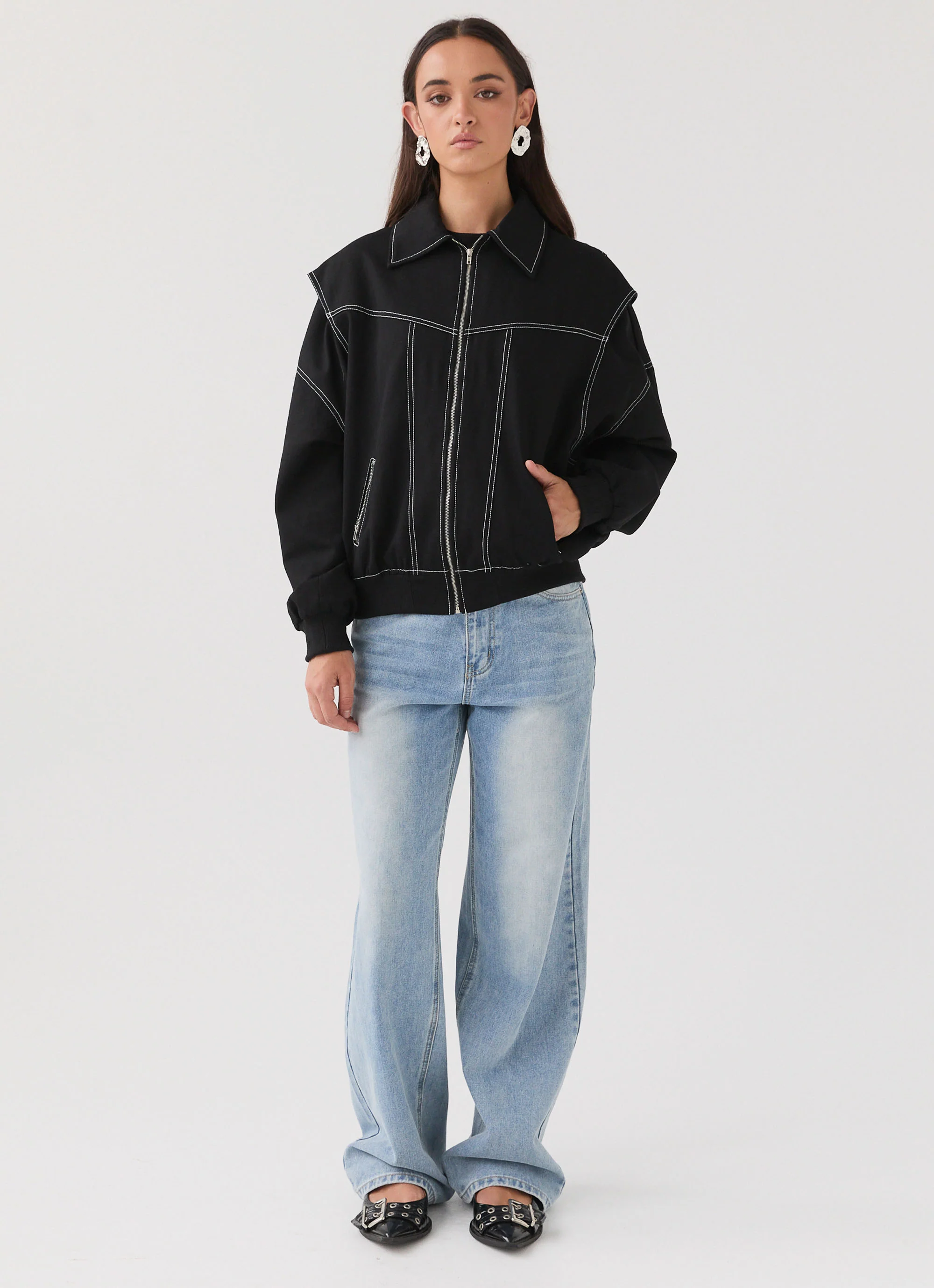 Take The Lead Oversized Bomber Jacket - Shadow - Image 4