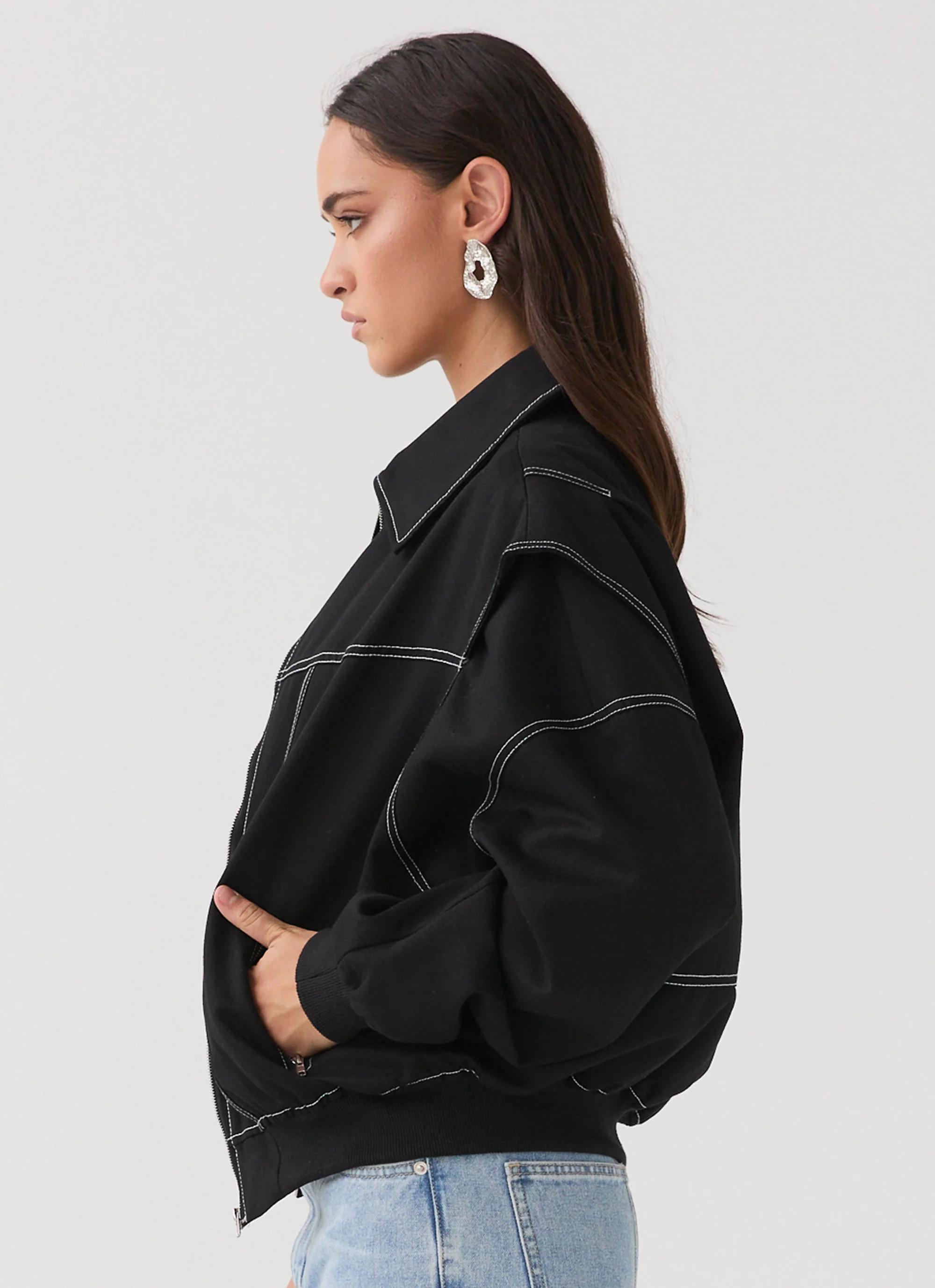 Take The Lead Oversized Bomber Jacket - Shadow - Image 5