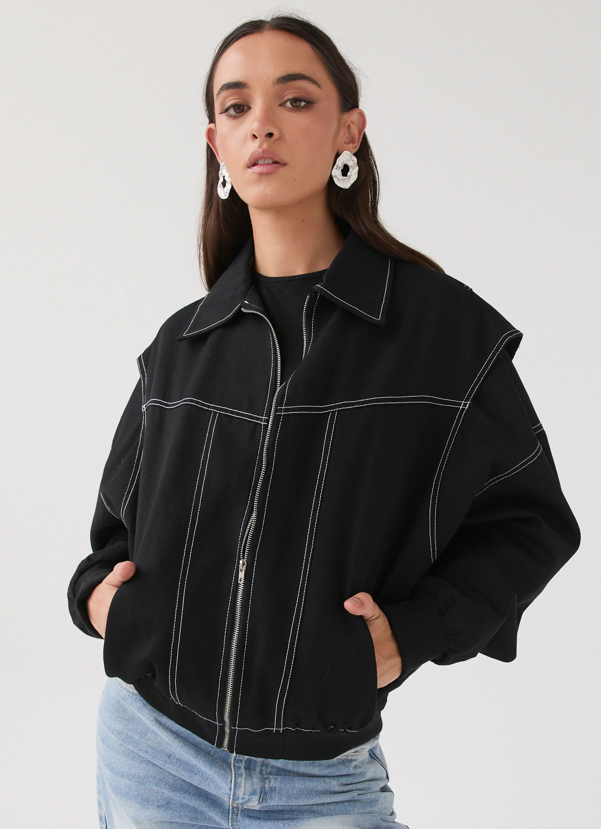 Take The Lead Oversized Bomber Jacket - Shadow - Image 7