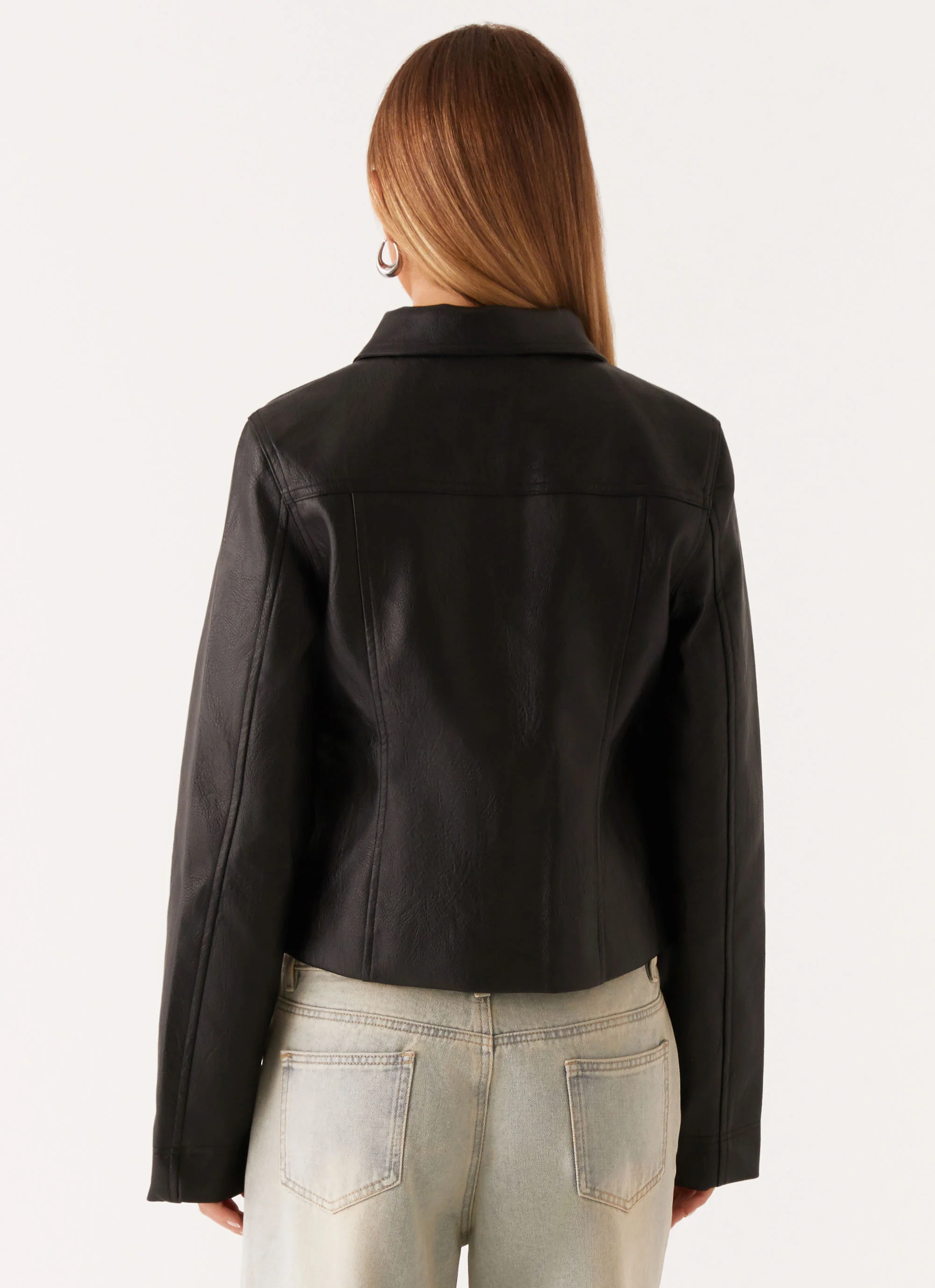 Verona Faux Leather Jacket - Black - Image 4
