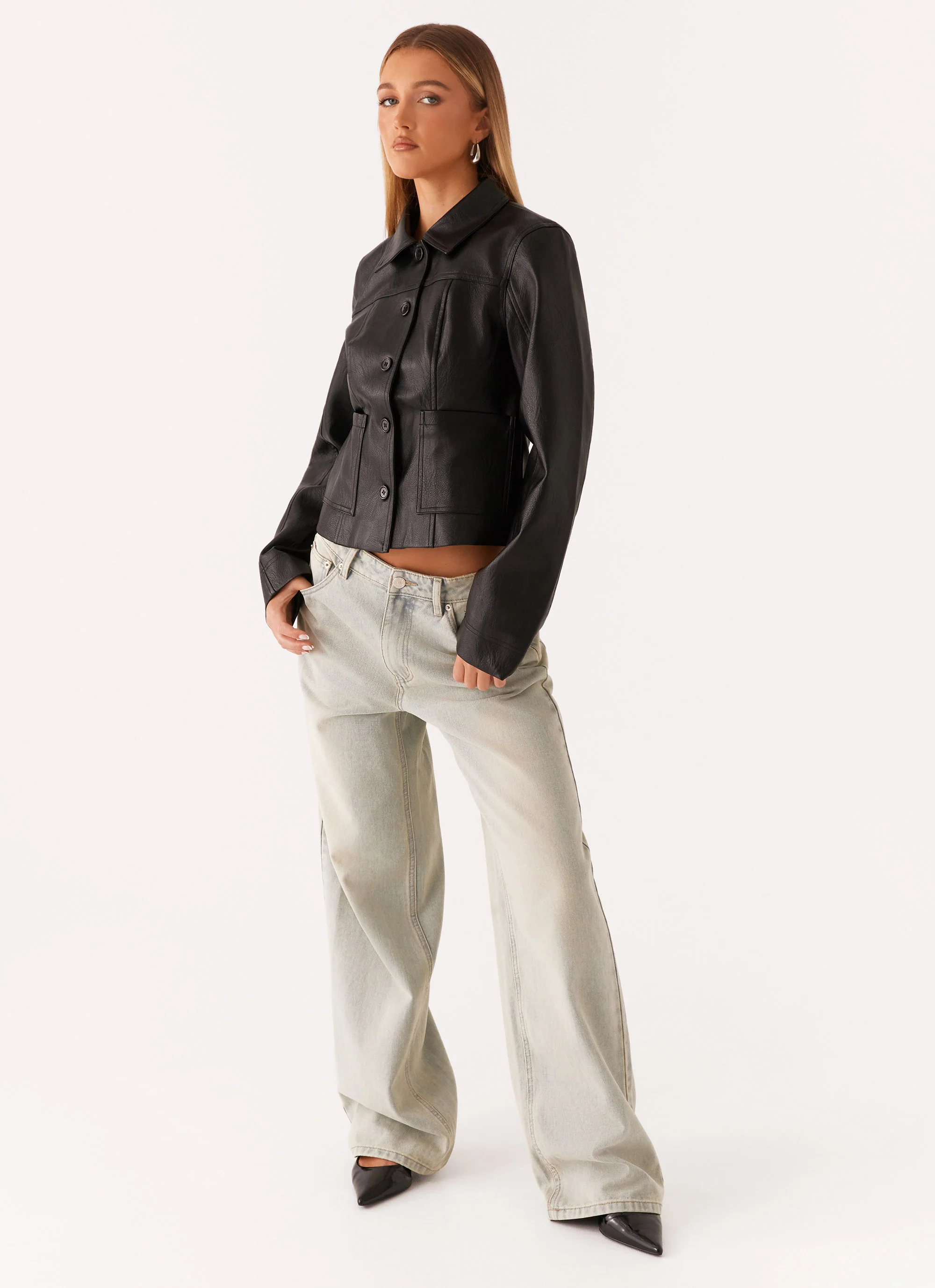 Verona Faux Leather Jacket - Black - Image 5