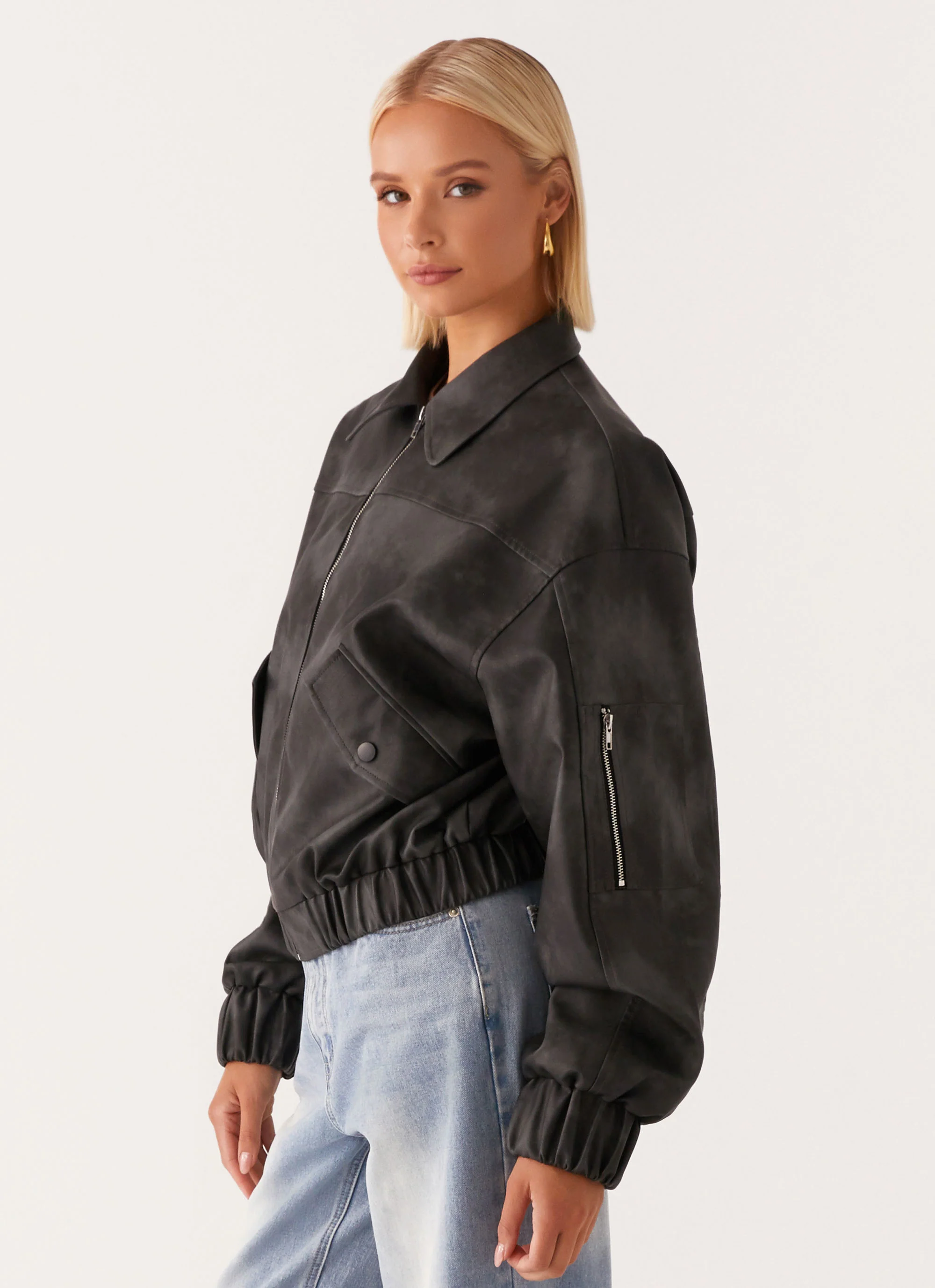 Washington Bomber Jacket - Black - Image 3