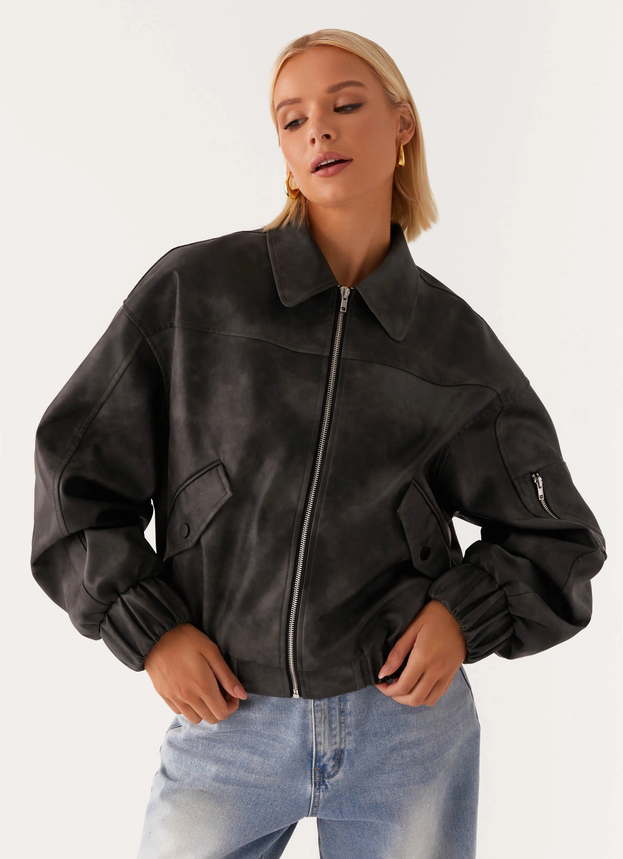 Washington Bomber Jacket - Black - Image 5